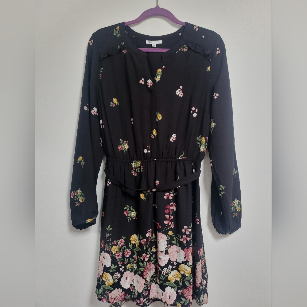 DR2 Black Floral Dress - Size Large